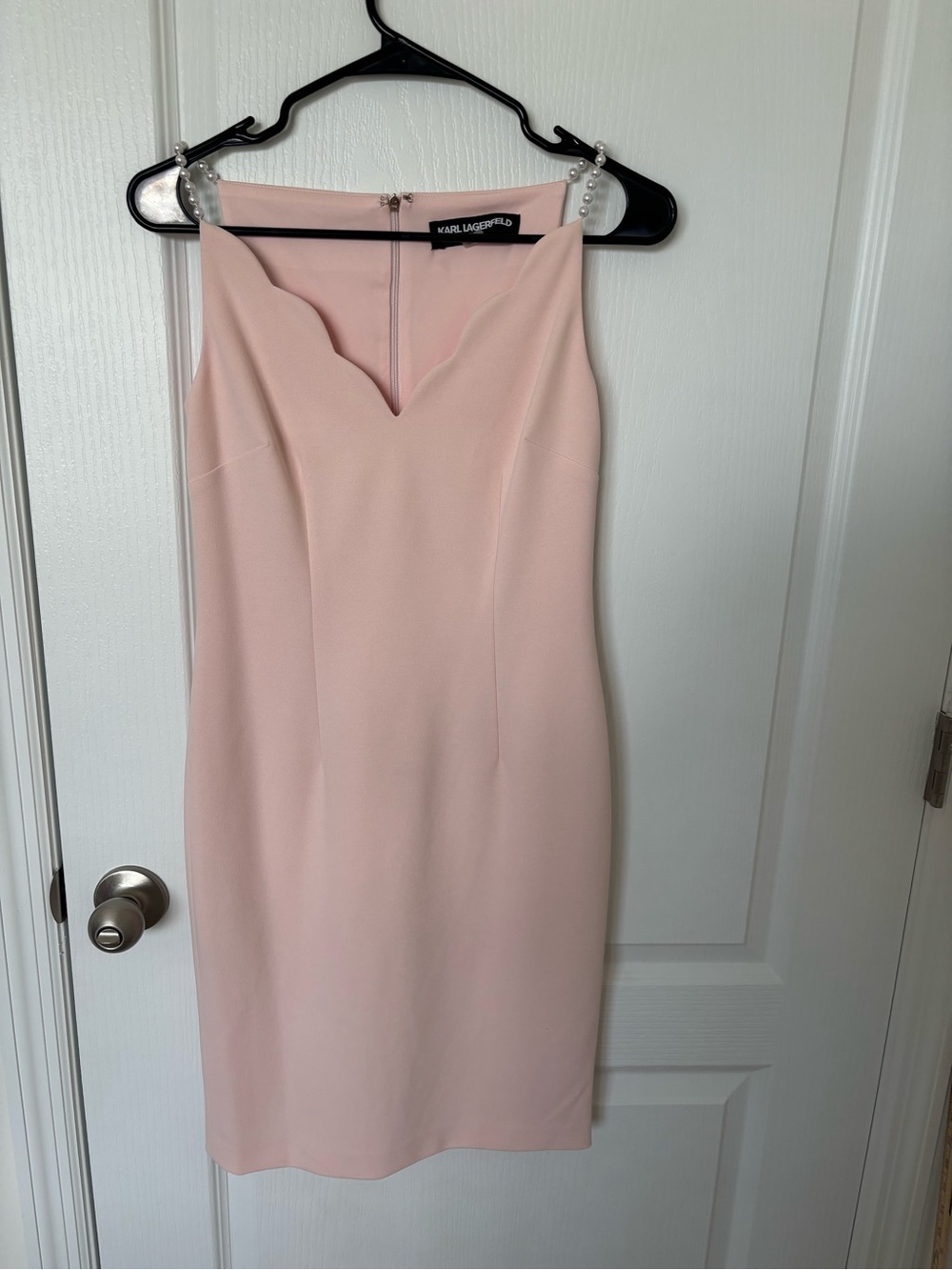Karl Lagerfeld Paris Blush Pink Pearl Strap Sheath Dress Size 2
